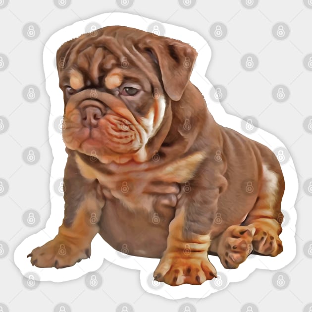 Bulldog Puppy Cute and Chubby Sticker by deelirius8